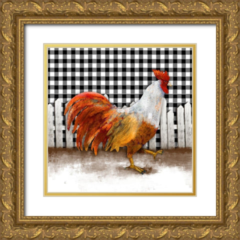 Morning Rooster I Gold Ornate Wood Framed Art Print with Double Matting by Meneely, Dan