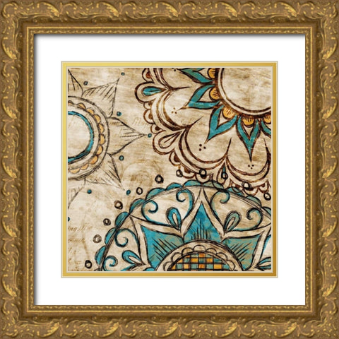 Henna Pattern I Gold Ornate Wood Framed Art Print with Double Matting by SD Graphics