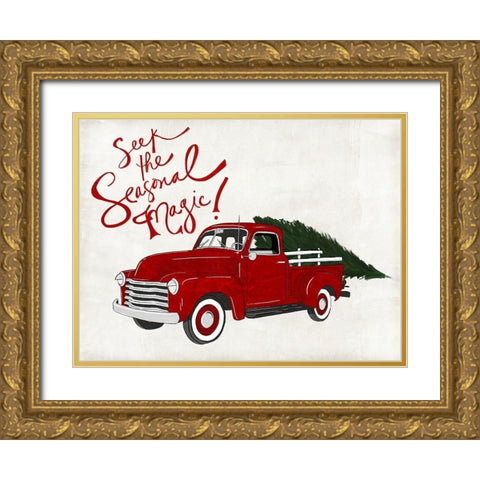 Seasonal Vehicle I Gold Ornate Wood Framed Art Print with Double Matting by SD Graphics Studio