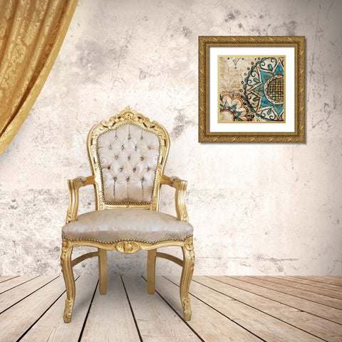 Henna Pattern II Gold Ornate Wood Framed Art Print with Double Matting by SD Graphics