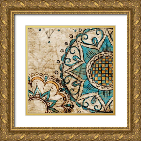 Henna Pattern II Gold Ornate Wood Framed Art Print with Double Matting by SD Graphics