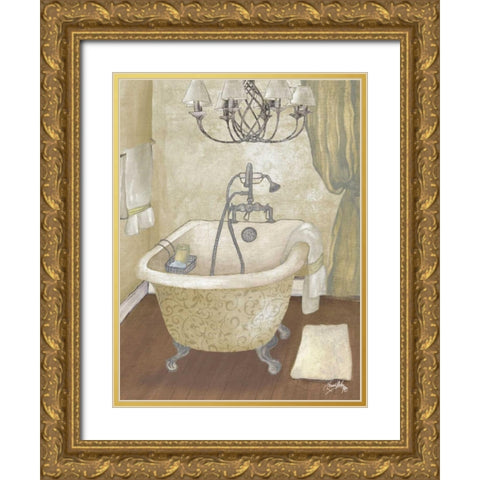Guest Bathroom I Gold Ornate Wood Framed Art Print with Double Matting by Medley, Elizabeth