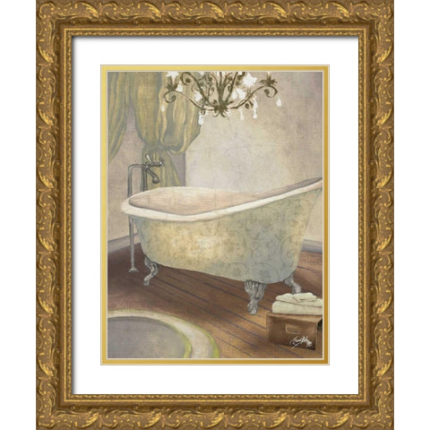 Guest Bathroom II Gold Ornate Wood Framed Art Print with Double Matting by Medley, Elizabeth