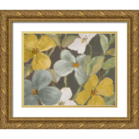 Garden Party in Gray II Gold Ornate Wood Framed Art Print with Double Matting by Loreth, Lanie