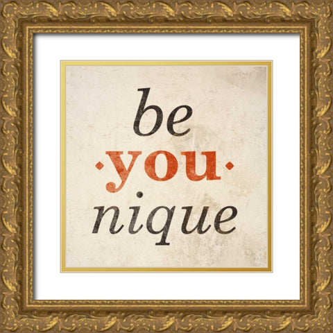 Be-You-nque Gold Ornate Wood Framed Art Print with Double Matting by SD Graphics