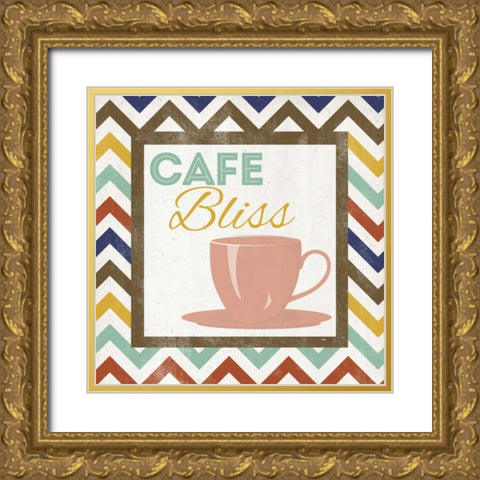 Chevron Coffee II Gold Ornate Wood Framed Art Print with Double Matting by Studio, Sd Graphics