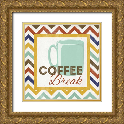 Chevron Coffee III Gold Ornate Wood Framed Art Print with Double Matting by Studio, Sd Graphics