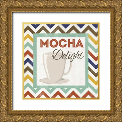 Chevron Coffee IV Gold Ornate Wood Framed Art Print with Double Matting by Studio, Sd Graphics