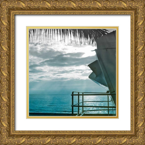 On a Teal Beach II Gold Ornate Wood Framed Art Print with Double Matting by Rodriguez, Jairo