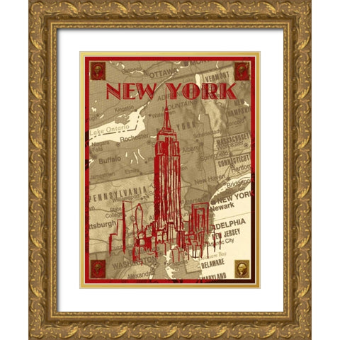 City Stops III Gold Ornate Wood Framed Art Print with Double Matting by Biscardi, Nicholas