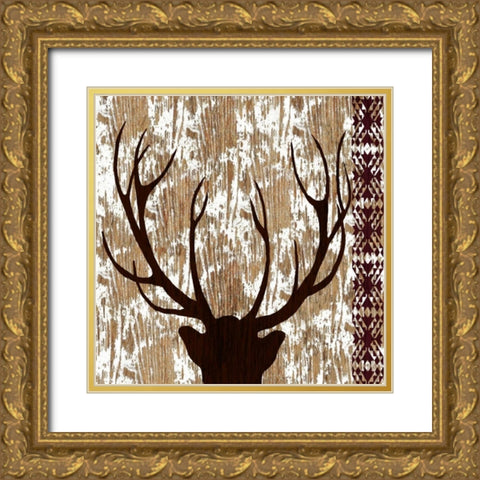 Wilderness Deer Gold Ornate Wood Framed Art Print with Double Matting by Biscardi, Nicholas