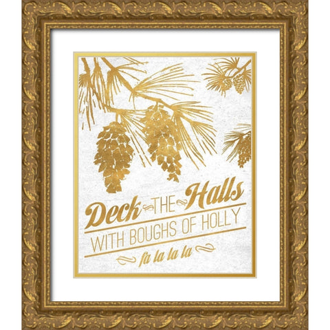 Gold Christmas Gold Ornate Wood Framed Art Print with Double Matting by Biscardi, Nicholas