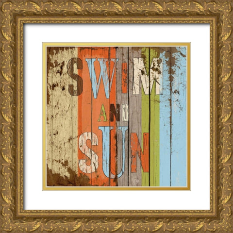 Swim and Sun Gold Ornate Wood Framed Art Print with Double Matting by Medley, Elizabeth