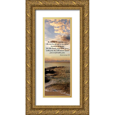 Strong and Courageous Gold Ornate Wood Framed Art Print with Double Matting by Bryant, Susan