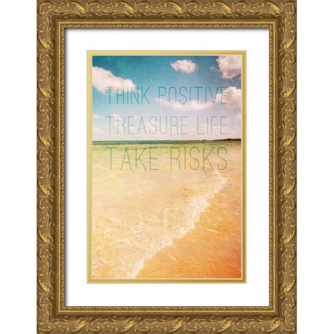 Think Positive Gold Ornate Wood Framed Art Print with Double Matting by Bryant, Susan