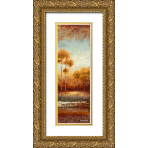 Glowing Red Trees I Gold Ornate Wood Framed Art Print with Double Matting by Marcon, Michael