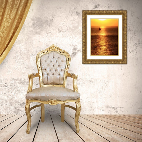 Sailboat at Sunset I Gold Ornate Wood Framed Art Print with Double Matting by Mansfield, Kathy