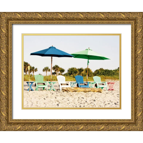 Beach Chair Layout Gold Ornate Wood Framed Art Print with Double Matting by Mansfield, Kathy