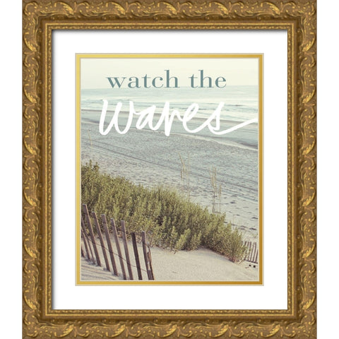 Watch the Waves Gold Ornate Wood Framed Art Print with Double Matting by Mansfield, Kathy