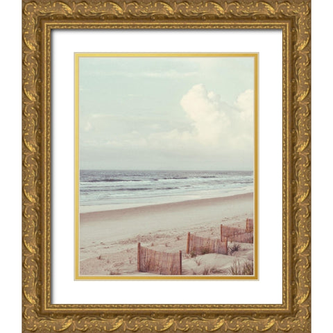 Beach Fence II Gold Ornate Wood Framed Art Print with Double Matting by Mansfield, Kathy