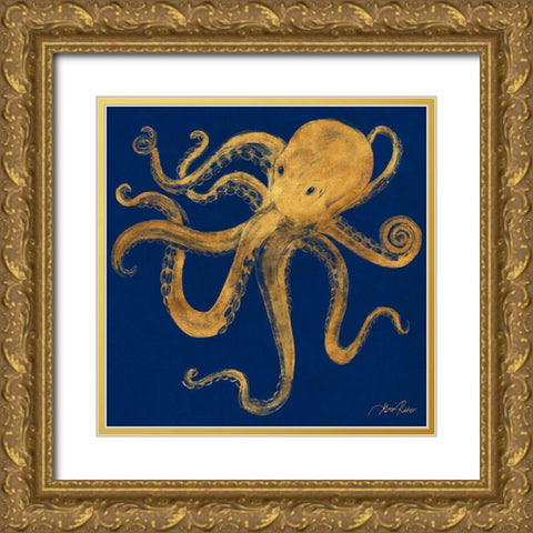 Golden Octopus Gold Ornate Wood Framed Art Print with Double Matting by Ritter, Gina