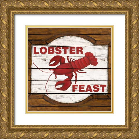 Lobster Feast Gold Ornate Wood Framed Art Print with Double Matting by Ritter, Gina