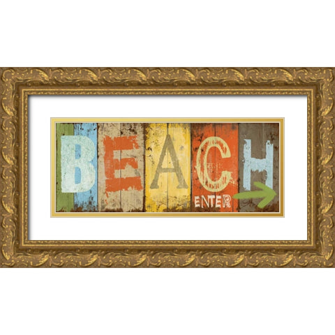 Beach Gold Ornate Wood Framed Art Print with Double Matting by Medley, Elizabeth