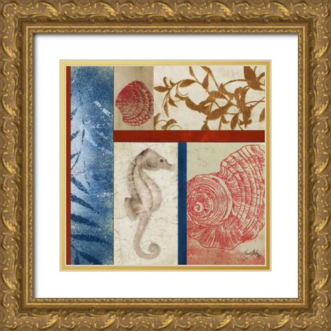 Nautical Surroundings Squares I Gold Ornate Wood Framed Art Print with Double Matting by Medley, Elizabeth