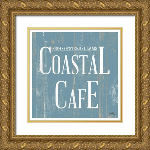 Coastal Cafe Square Gold Ornate Wood Framed Art Print with Double Matting by Medley, Elizabeth