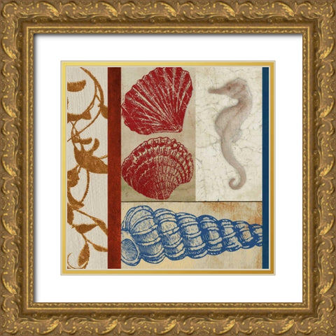 Nautical Surroundings Squares II Gold Ornate Wood Framed Art Print with Double Matting by Medley, Elizabeth
