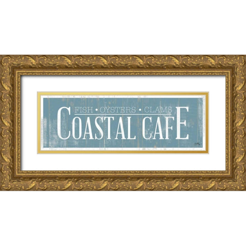 Coastal Cafe Gold Ornate Wood Framed Art Print with Double Matting by Medley, Elizabeth