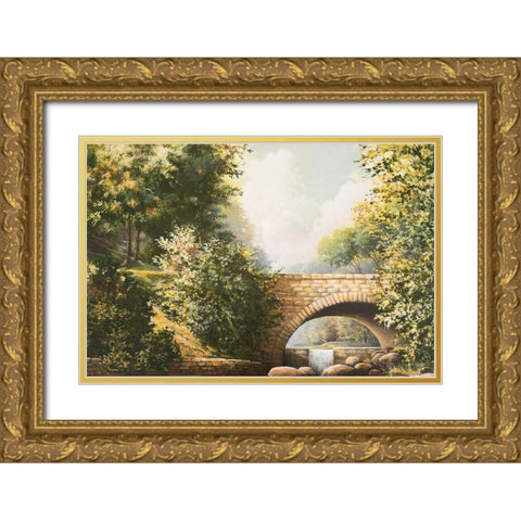 Grant Park Bridge Gold Ornate Wood Framed Art Print with Double Matting by Nawrocke, Bruce
