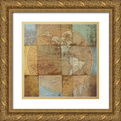 Single Map Gold Ornate Wood Framed Art Print with Double Matting by Medley, Elizabeth