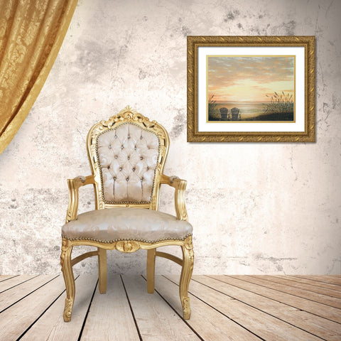 Sunset Chairs Gold Ornate Wood Framed Art Print with Double Matting by Nawrocke, Bruce