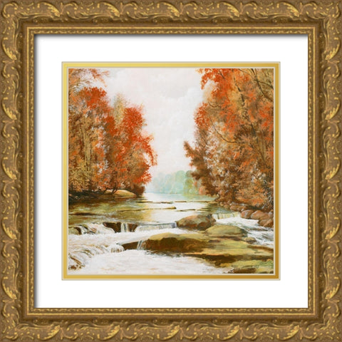 Autumn at Firemens Park Gold Ornate Wood Framed Art Print with Double Matting by Nawrocke, Bruce