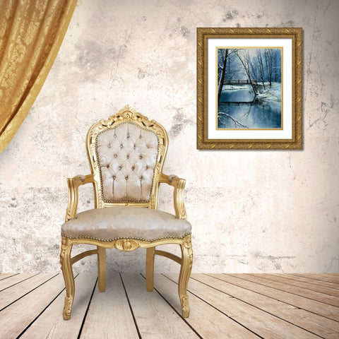 First Snow Gold Ornate Wood Framed Art Print with Double Matting by Nawrocke, Bruce