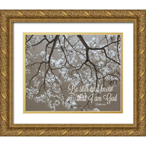 Be Still Gold Ornate Wood Framed Art Print with Double Matting by Peck, Gail