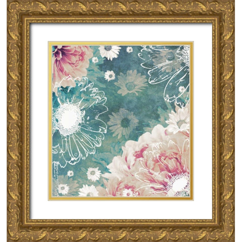 Ethereal Flowers Gold Ornate Wood Framed Art Print with Double Matting by Peck, Gail