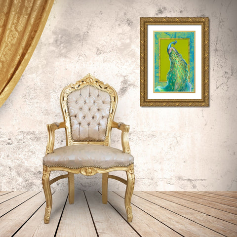 Peacock Daze I Gold Ornate Wood Framed Art Print with Double Matting by Hakimipour, Tiffany