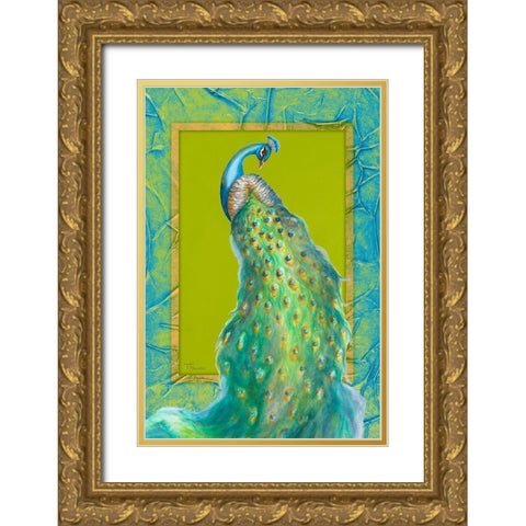 Peacock Daze II Gold Ornate Wood Framed Art Print with Double Matting by Hakimipour, Tiffany