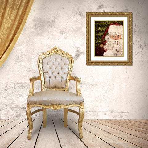 Secret Santa Gold Ornate Wood Framed Art Print with Double Matting by Pinto, Patricia