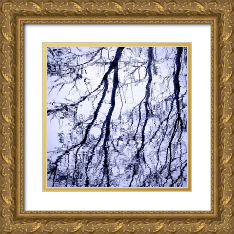 Branches on Purple Gold Ornate Wood Framed Art Print with Double Matting by Peck, Gail