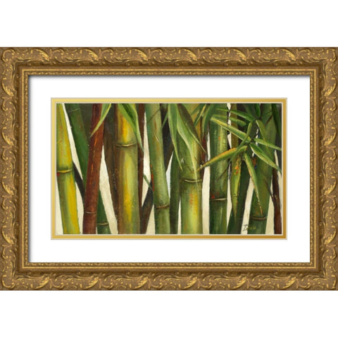 Bamboo on Beige I Gold Ornate Wood Framed Art Print with Double Matting by Pinto, Patricia