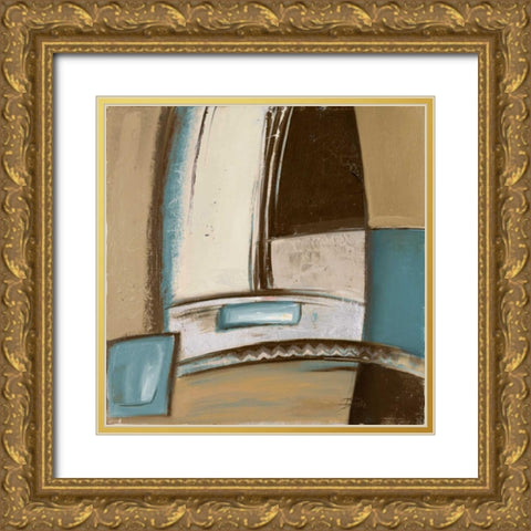 Time Flies on Blue I Gold Ornate Wood Framed Art Print with Double Matting by Pinto, Patricia