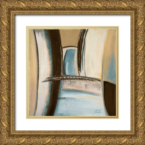 Time Flies on Blue II Gold Ornate Wood Framed Art Print with Double Matting by Pinto, Patricia