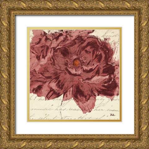 Marsala Peonies Square II Gold Ornate Wood Framed Art Print with Double Matting by Pinto, Patricia