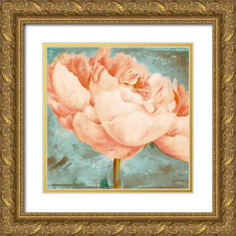 Beautiful Peonies Square II Gold Ornate Wood Framed Art Print with Double Matting by Pinto, Patricia
