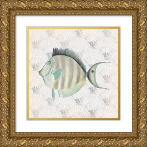 Neutral Vintage Fish I Gold Ornate Wood Framed Art Print with Double Matting by Medley, Elizabeth