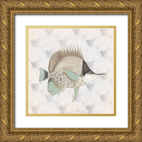 Neutral Vintage Fish III Gold Ornate Wood Framed Art Print with Double Matting by Medley, Elizabeth