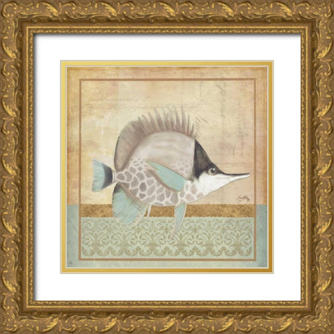 Vintage Fish IV Gold Ornate Wood Framed Art Print with Double Matting by Medley, Elizabeth